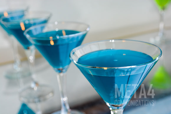 Blue Martinis in Long-Stemmed Glasses