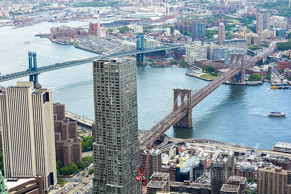 Aerial Photo of Brooklyn Bridge and Manhattan Bridge.