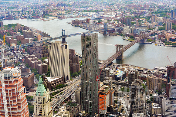 Aerial Photo of Brooklyn Bridge and Manhattan Bridge.