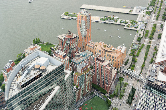 Arial photo of Manhattan near Pier 25.