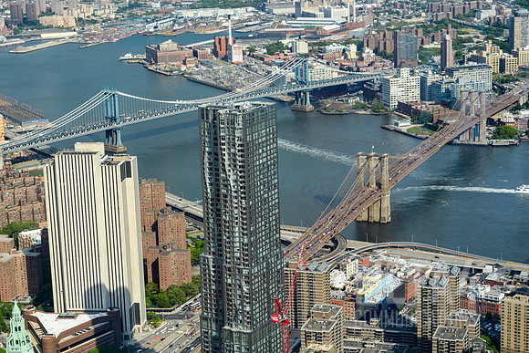 Aerial Photo of Brooklyn Bridge and Manhattan Bridge.