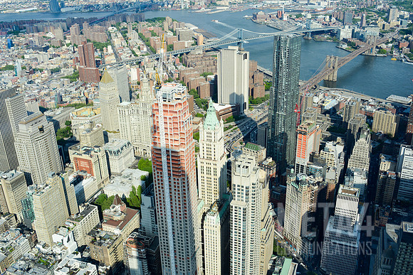 Aerial Photo of Brooklyn Bridge and Manhattan Bridge.