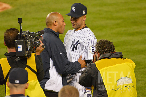 Derek Jeter After Final Game WInning Hit Greeted by Mariano Rivera | Derek Jeter Final Game at Yankee Stadium on September 25, 2014