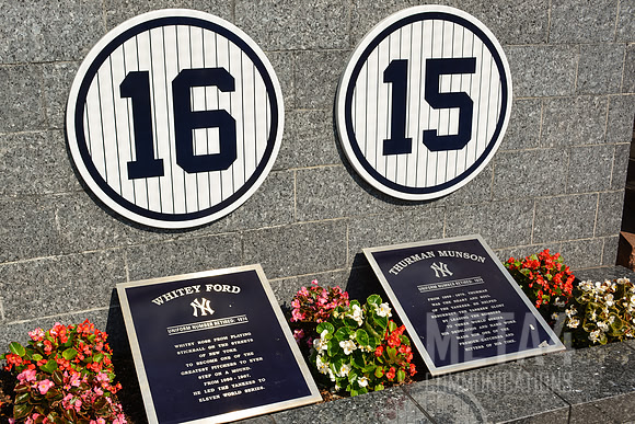 Whitey Ford and Thurman Munson Retired Numbers | Monument Park Yankee Stadium