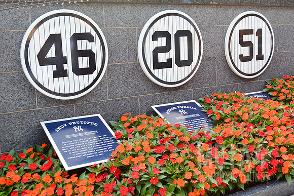 Andy Pettitte, Jorge Posada and Bernie WIlliams Retired Numbers | Monument Park Yankee Stadium