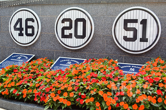 Andy Pettitte, Jorge Posada and Bernie WIlliams Retired Numbers | Monument Park Yankee Stadium