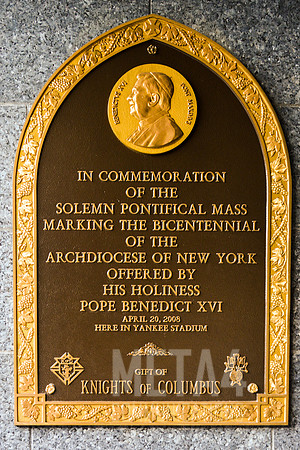 Pope Benedict Plaque | Monument Park Yankee Stadium