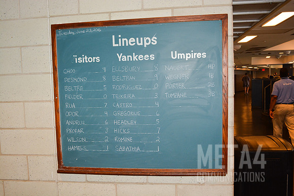 Game Lineups Press Area Chalkboard | Yankee Stadium 2016