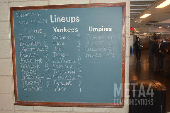 Game Lineups Chalkboard | Yankee Stadium 2019