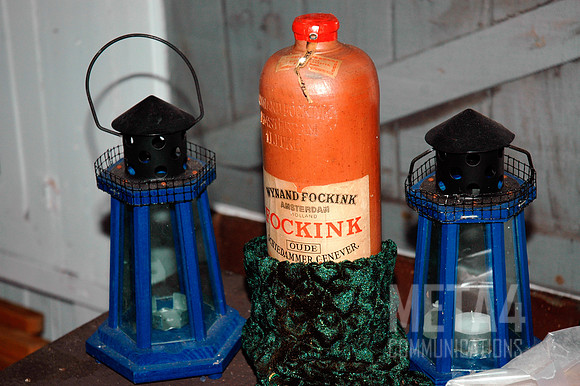 Ceremic Wine Bottle with Lighthouse Candles