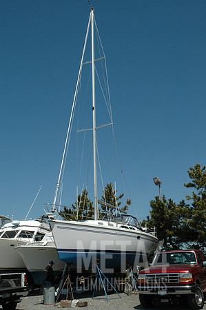 Sailboat in Boatyard - Vertical Format