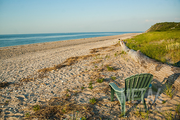 Beach Chair Along Shore of Long Island Sound