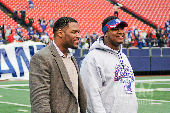 Michael Strahan and Osi Umenyiora | Super Bowl XLII Celebration at Giants Stadium