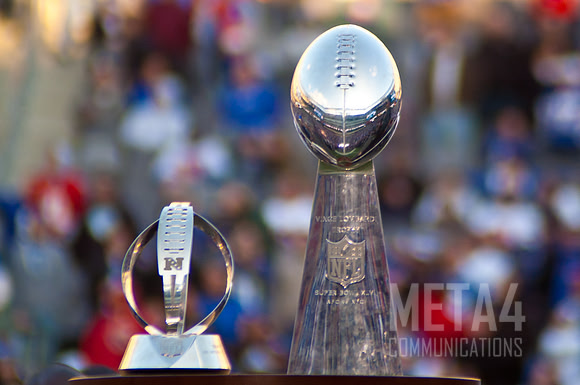 Super Bowl XLVI and NFC Championship Trophies.| Super Bowl XLVI Celebration at MetLife Stadium