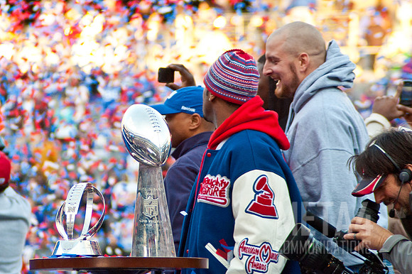 Super Bowl XLVI and NFC Championship Trophies | Super Bowl XLVI Celebration at MetLife Stadium