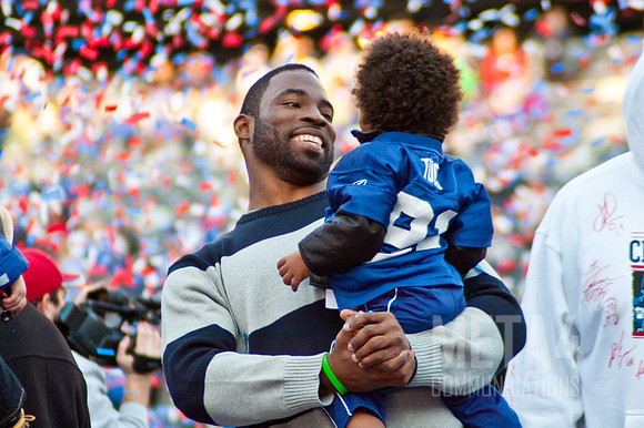 Justin Tuck and Son | Super Bowl XLVI Celebration at MetLife Stadium
