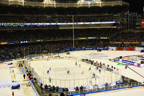 Wide View of Game Action  | NHL Stadium Series at Yankee Stadium