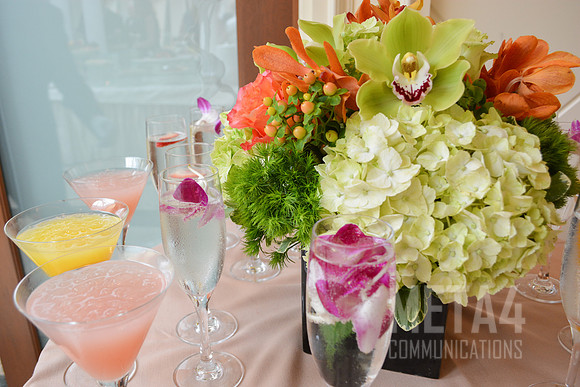 A Bouquet of Fresh Flowers with Colorful Frozen Beverages